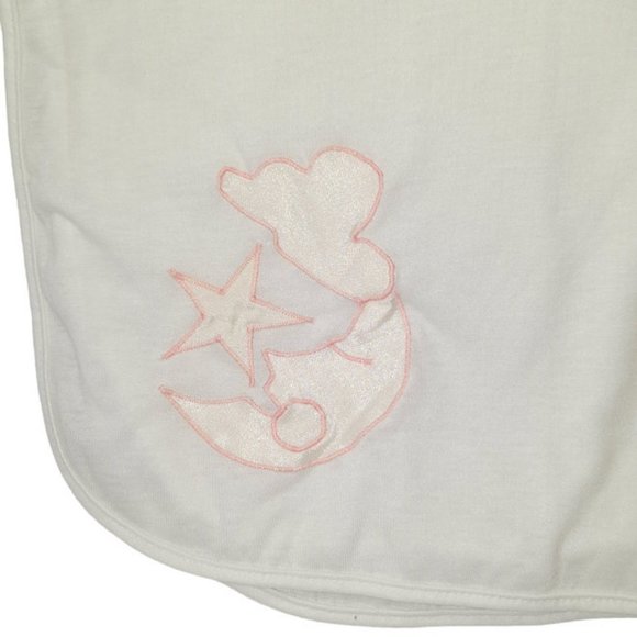 Vintage Shirey New Born Pink Star Moon Cloud Receiving Lovey Blanket 23" X 29" - Picture 3 of 5